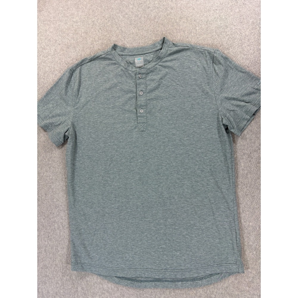 Myles Performance Short Sleeve Henley Shirt (Men's XL) Blue/Gray
